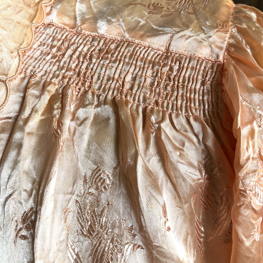 Vintage 1930s Coral Pink Satin Acetate Negligee Capelet Top Night Jacket - Picture 4 of 6